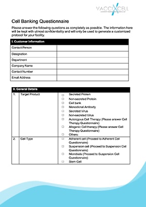 Cell Banking Questionnaire - EN